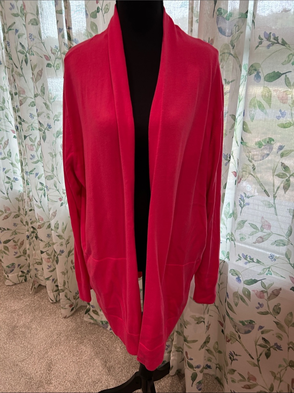 Lands' End Open-Front Cardigan in Bright Pink